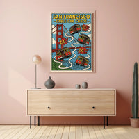 San Francisco Cable Cars Travel Poster PosterGoat