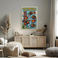 San Francisco Cable Cars Travel Poster PosterGoat
