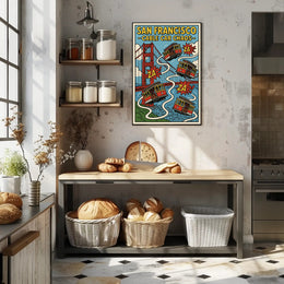 San Francisco Cable Cars Travel Poster PosterGoat