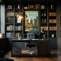 San Francisco Chinatown Retro Cityscape Travel Poster PosterGoat