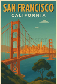 San Francisco Golden Gate Bridge Retro Travel Poster PosterGoat