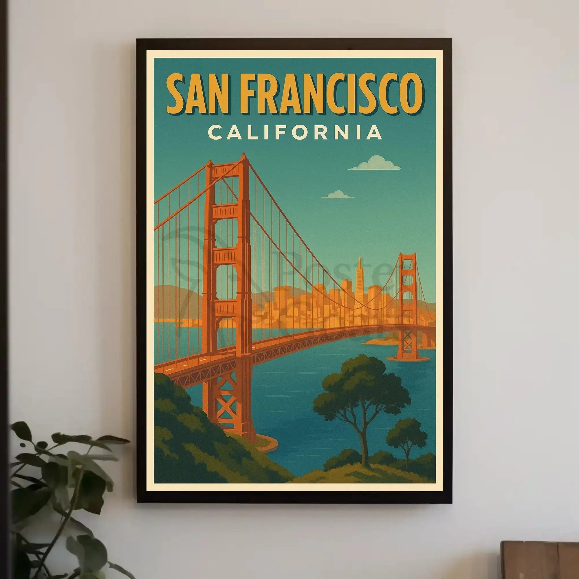 San Francisco Golden Gate Bridge Retro Travel Poster PosterGoat