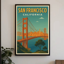 San Francisco Golden Gate Bridge Retro Travel Poster PosterGoat