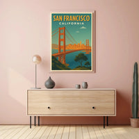 San Francisco Golden Gate Bridge Retro Travel Poster PosterGoat