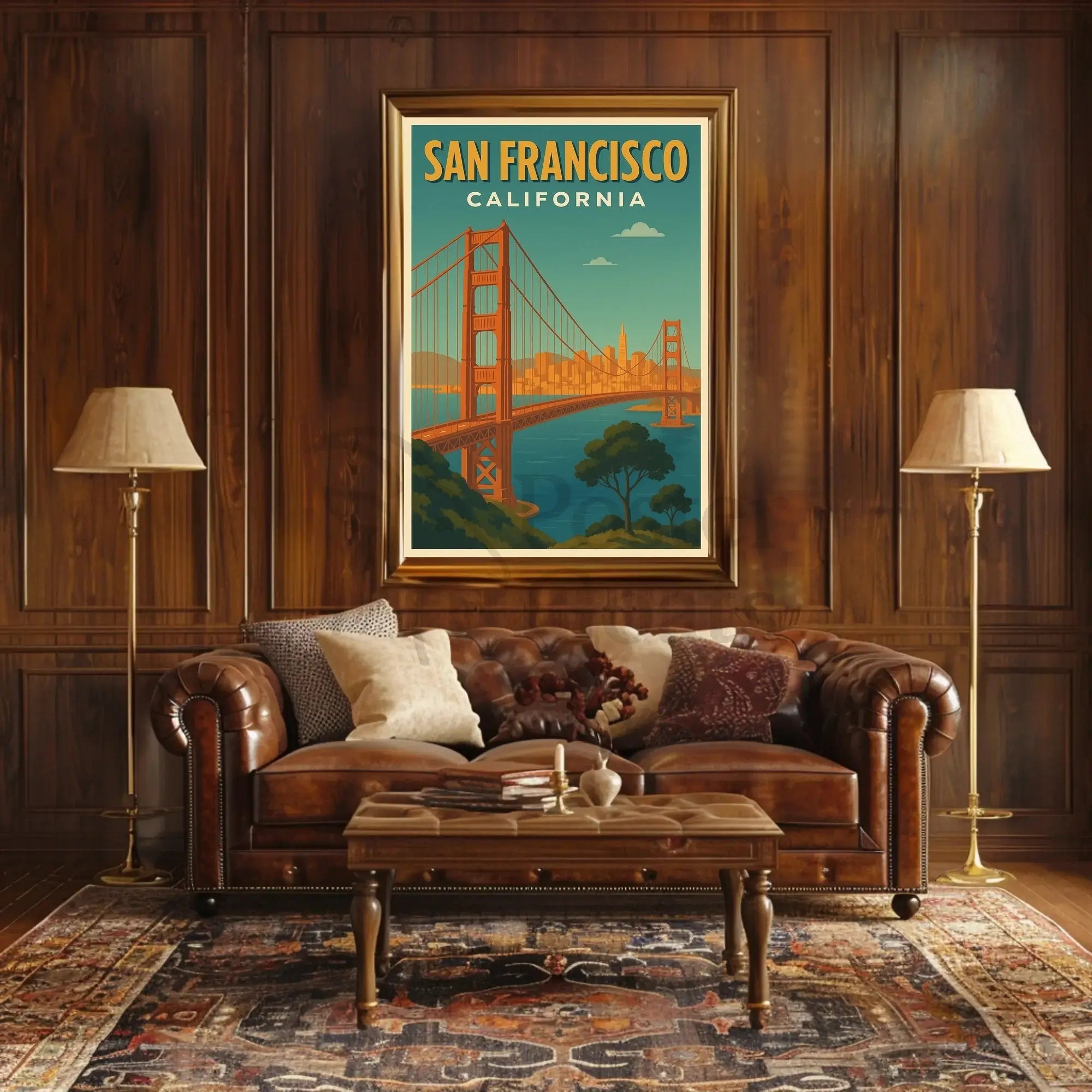 San Francisco Golden Gate Bridge Retro Travel Poster PosterGoat