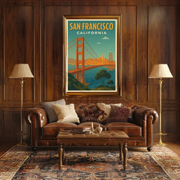 San Francisco Golden Gate Bridge Retro Travel Poster PosterGoat
