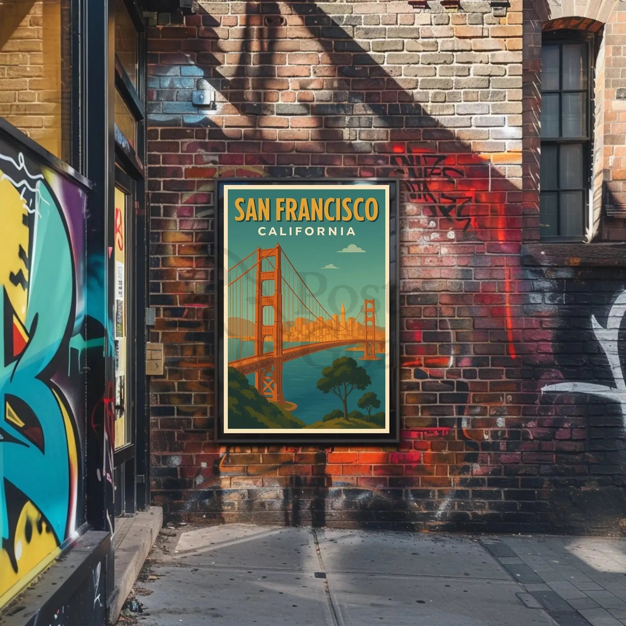 San Francisco Golden Gate Bridge Retro Travel Poster PosterGoat