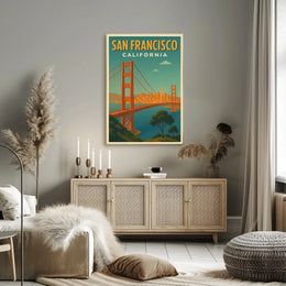 San Francisco Golden Gate Bridge Retro Travel Poster PosterGoat