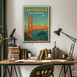 San Francisco Golden Gate Bridge Retro Travel Poster PosterGoat