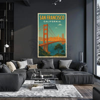 San Francisco Golden Gate Bridge Retro Travel Poster PosterGoat