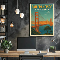San Francisco Golden Gate Bridge Retro Travel Poster PosterGoat
