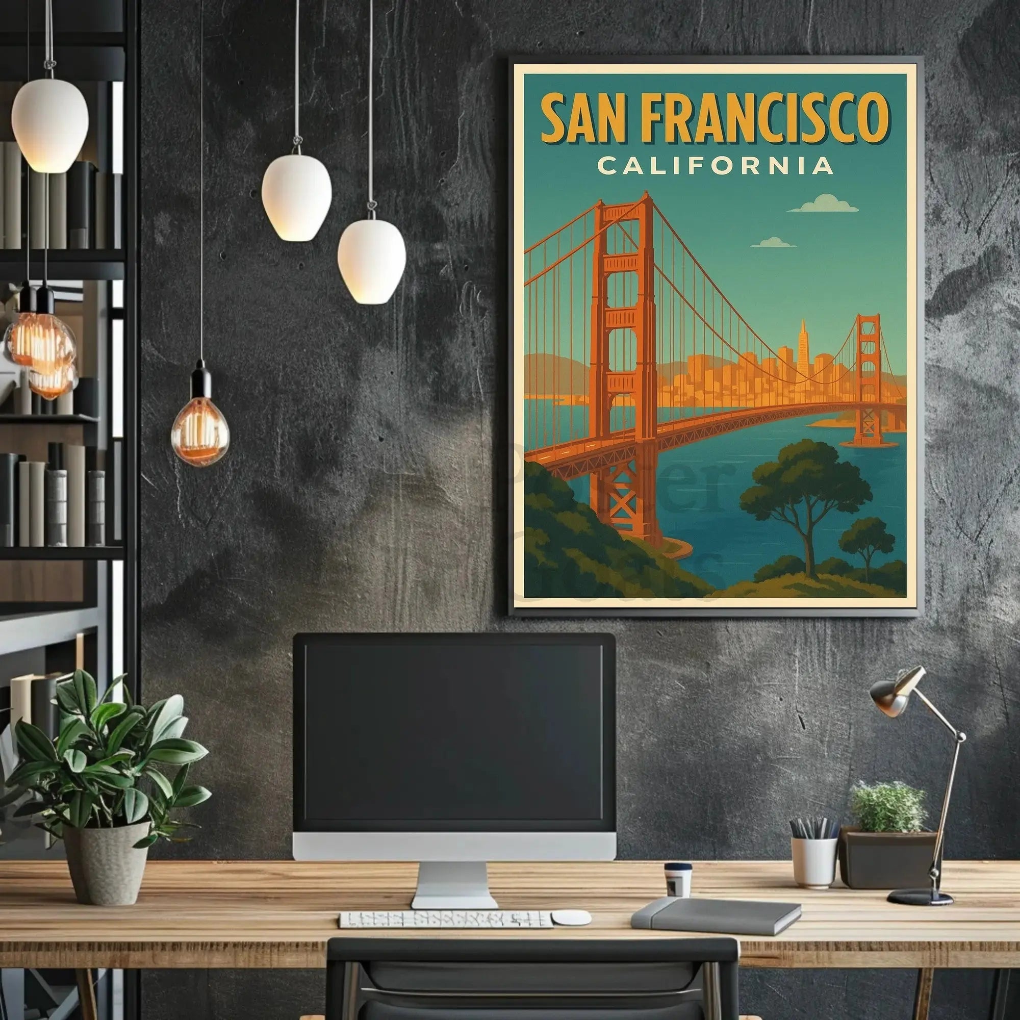 San Francisco Golden Gate Bridge Retro Travel Poster PosterGoat