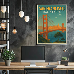 San Francisco Golden Gate Bridge Retro Travel Poster PosterGoat