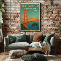 San Francisco Golden Gate Bridge Retro Travel Poster PosterGoat