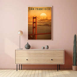 San Francisco Golden Gate Sunset Urban Cityscape Travel Poster PosterGoat