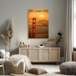 San Francisco Golden Gate Sunset Urban Cityscape Travel Poster PosterGoat