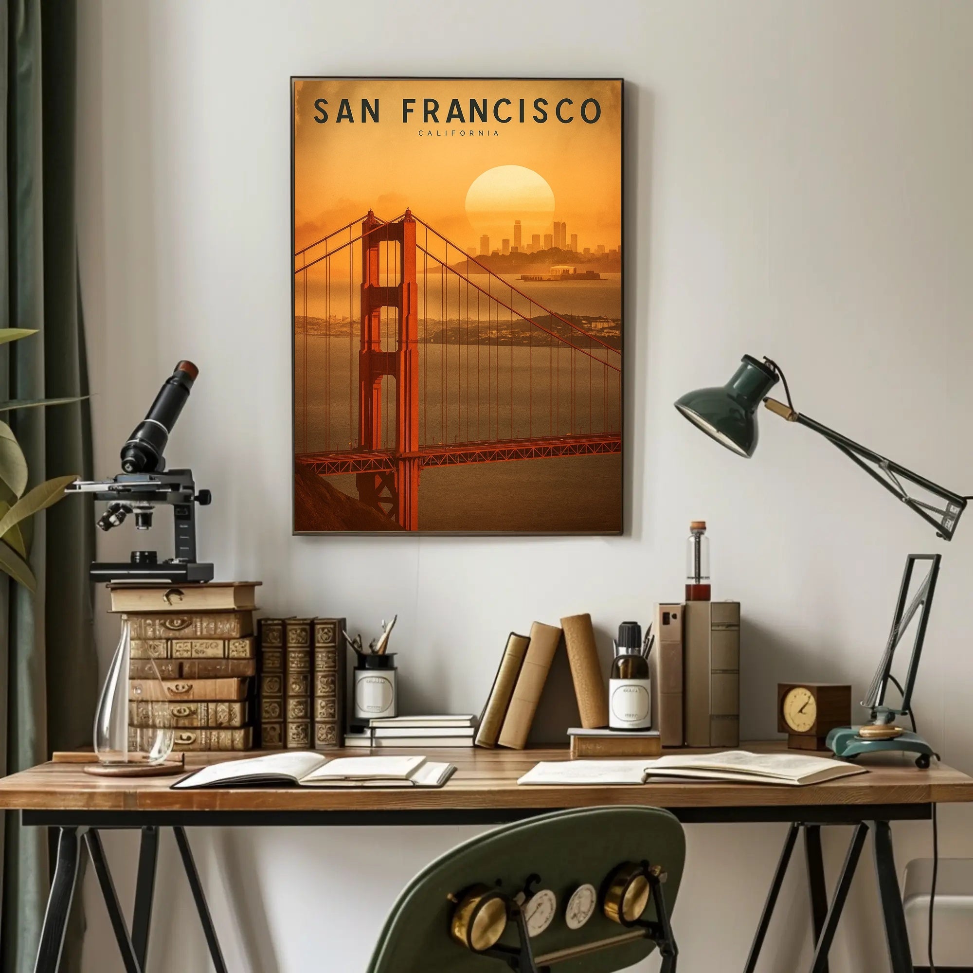 San Francisco Golden Gate Sunset Urban Cityscape Travel Poster PosterGoat