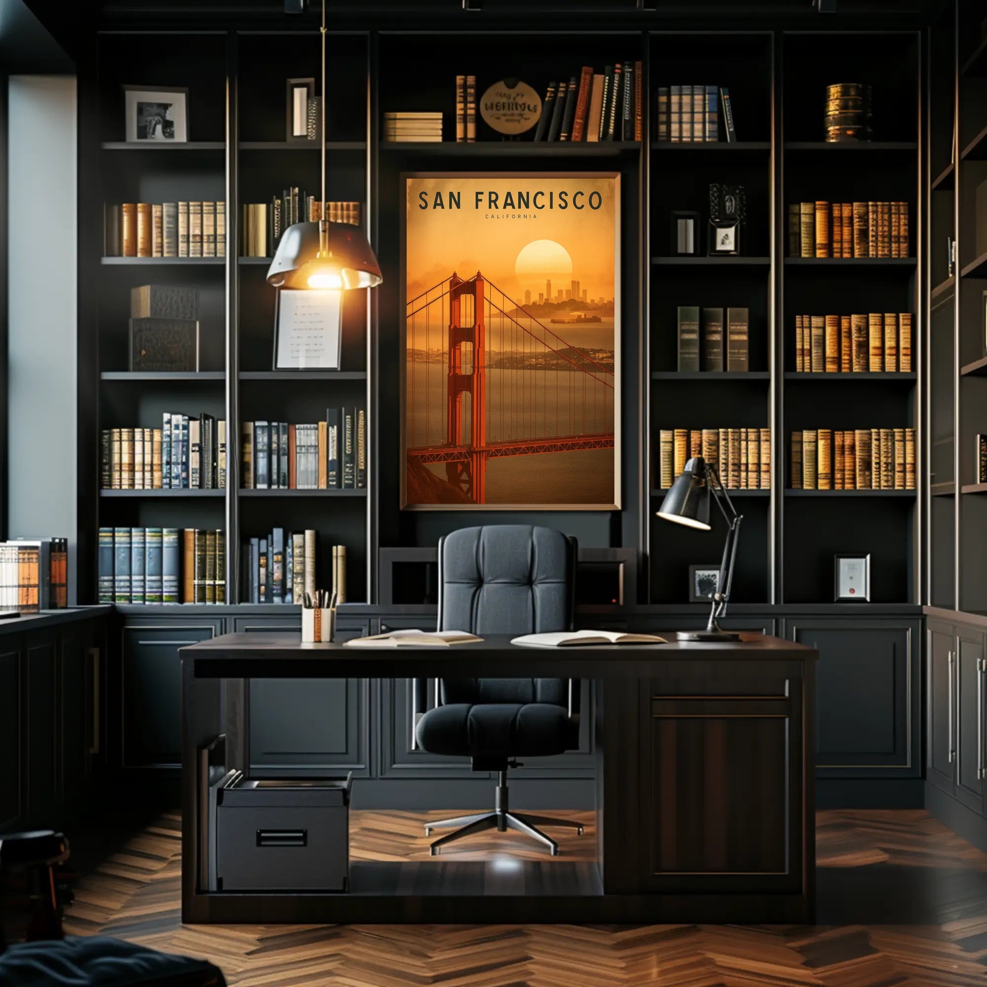 San Francisco Golden Gate Sunset Urban Cityscape Travel Poster PosterGoat