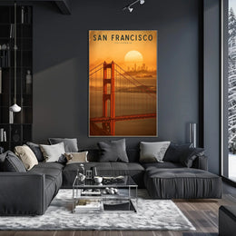 San Francisco Golden Gate Sunset Urban Cityscape Travel Poster PosterGoat