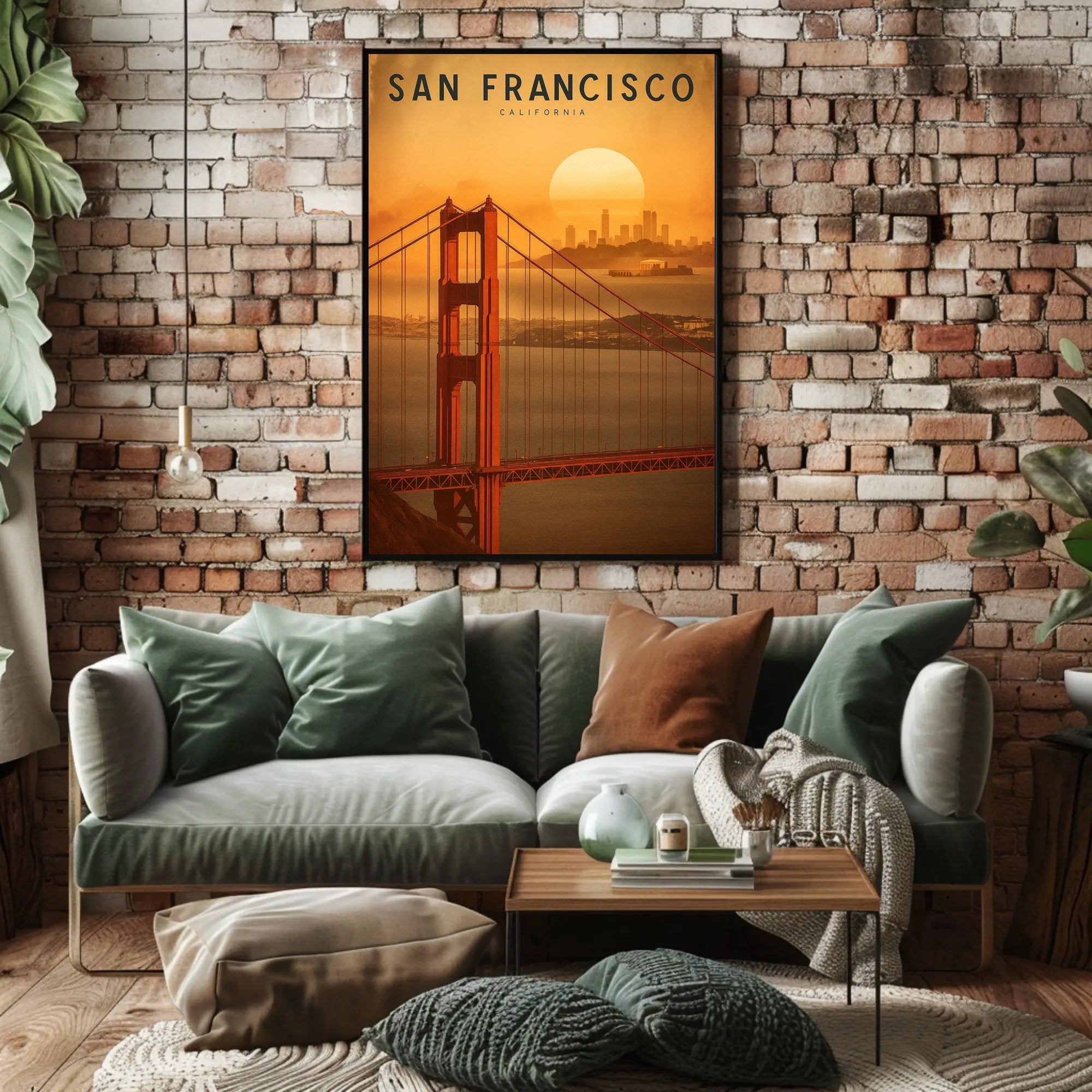San Francisco Golden Gate Sunset Urban Cityscape Travel Poster PosterGoat