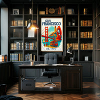 San Francisco Iconic Landmarks Illustrated Travel Poster PosterGoat