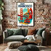 San Francisco Iconic Landmarks Illustrated Travel Poster PosterGoat