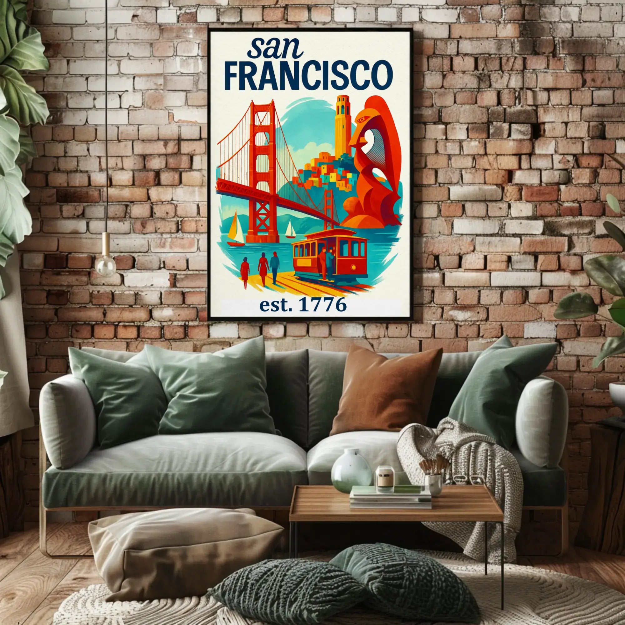 San Francisco Iconic Landmarks Illustrated Travel Poster PosterGoat