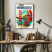 San Francisco Iconic Landmarks Illustrated Travel Poster PosterGoat
