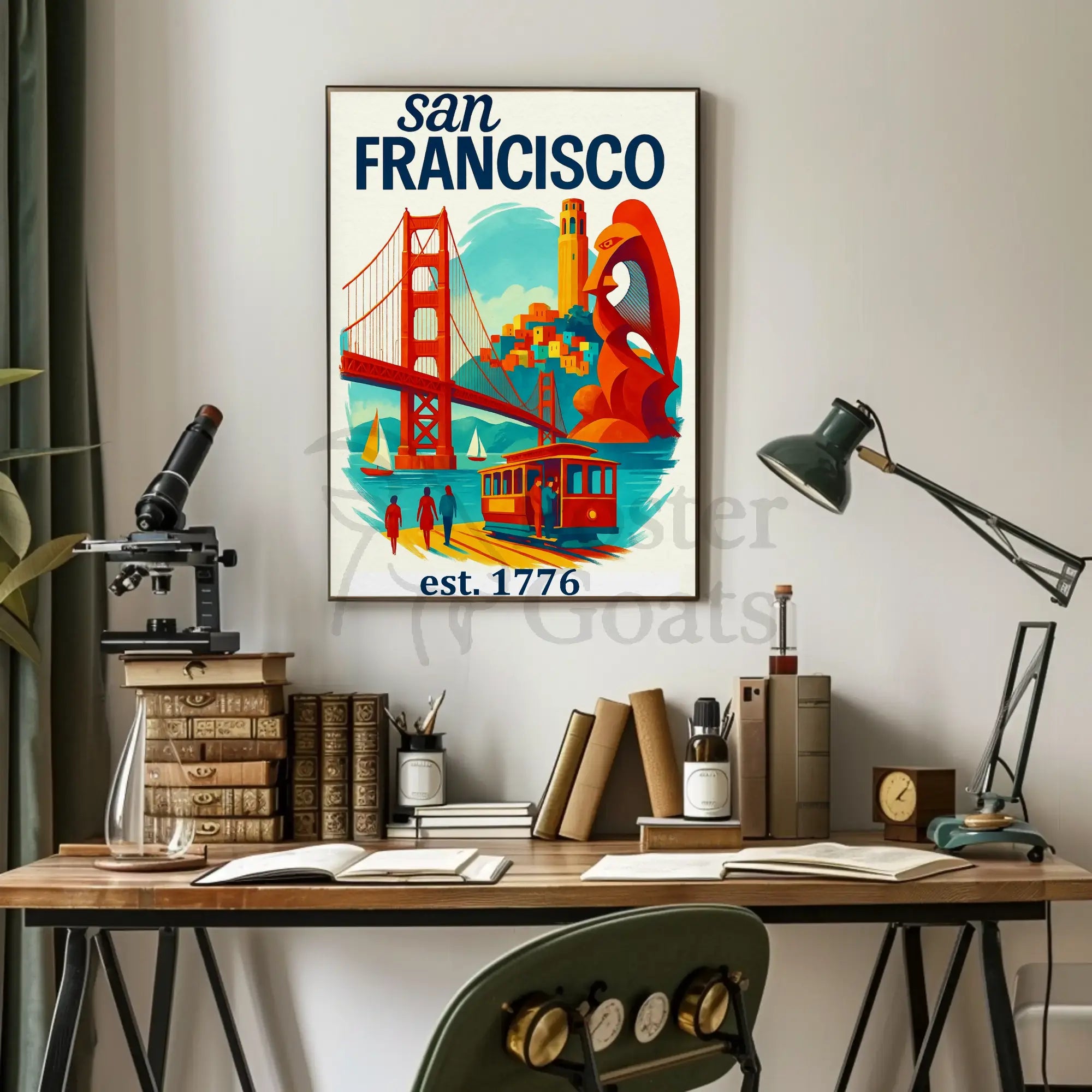 San Francisco Iconic Landmarks Illustrated Travel Poster PosterGoat