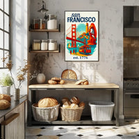 San Francisco Iconic Landmarks Illustrated Travel Poster PosterGoat