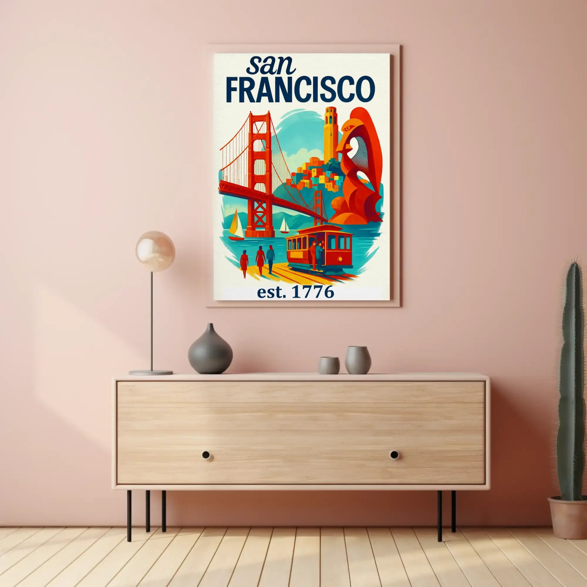 San Francisco Iconic Landmarks Illustrated Travel Poster PosterGoat