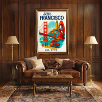 San Francisco Iconic Landmarks Illustrated Travel Poster PosterGoat