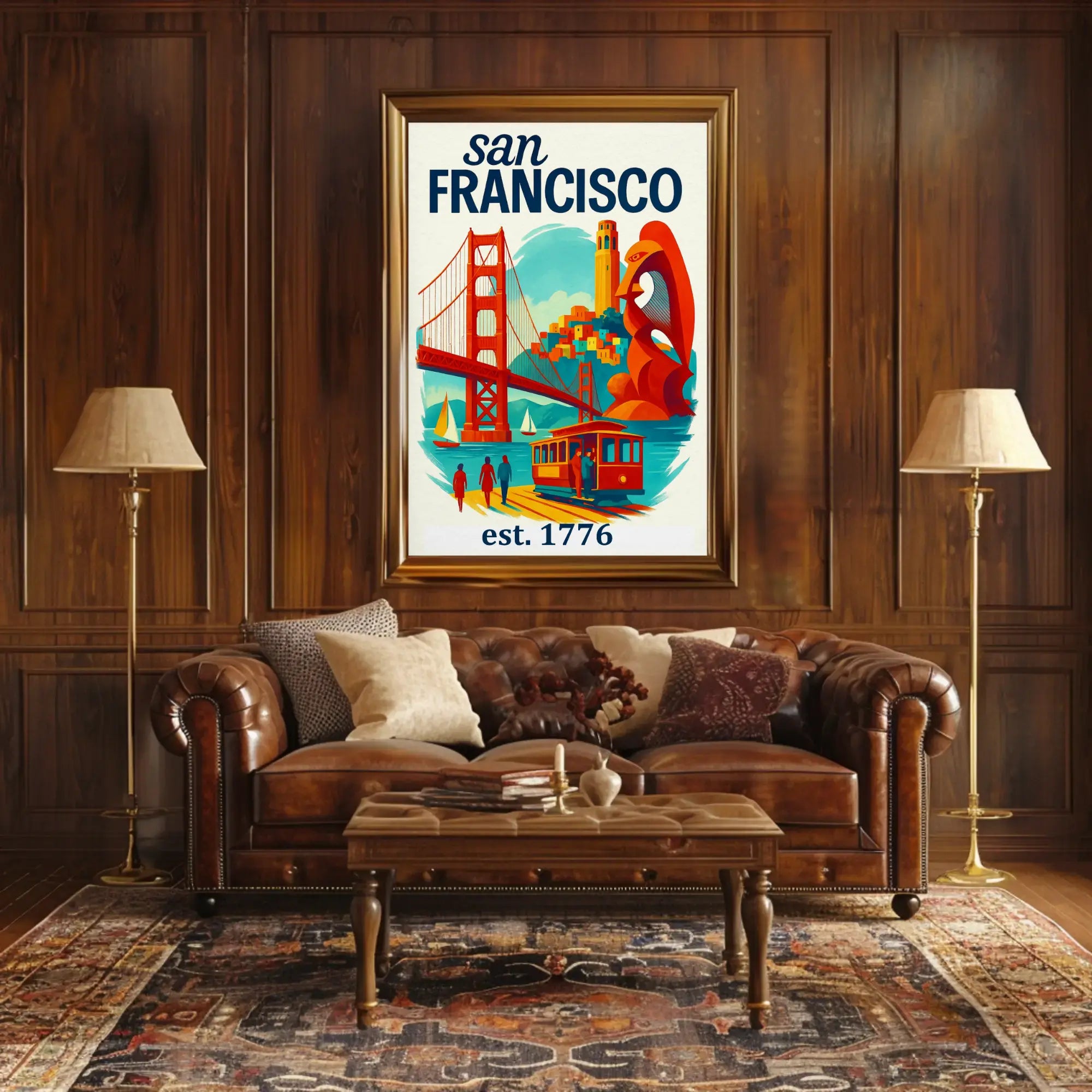 San Francisco Iconic Landmarks Illustrated Travel Poster PosterGoat