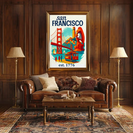 San Francisco Iconic Landmarks Illustrated Travel Poster PosterGoat