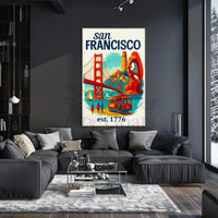San Francisco Iconic Landmarks Illustrated Travel Poster PosterGoat