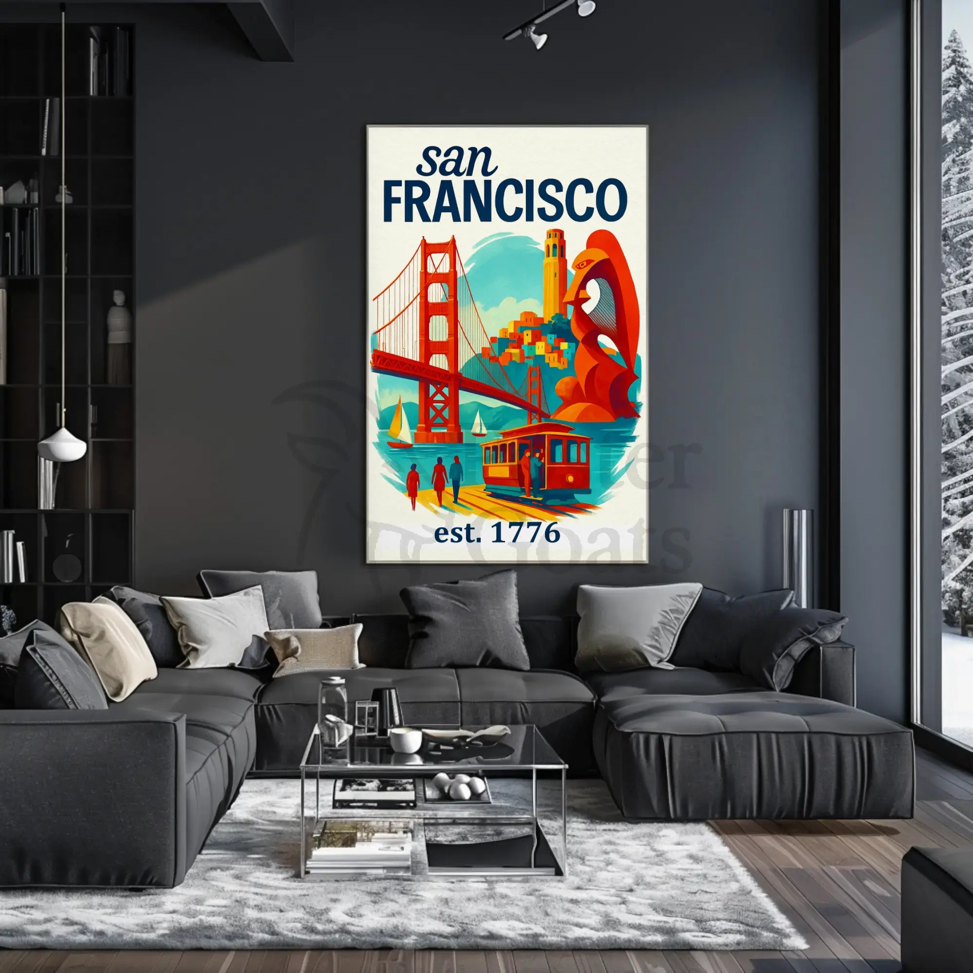 San Francisco Iconic Landmarks Illustrated Travel Poster PosterGoat