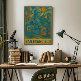 San Francisco Icons in Geometric Style Travel Poster PosterGoat