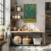 San Francisco Icons in Geometric Style Travel Poster PosterGoat
