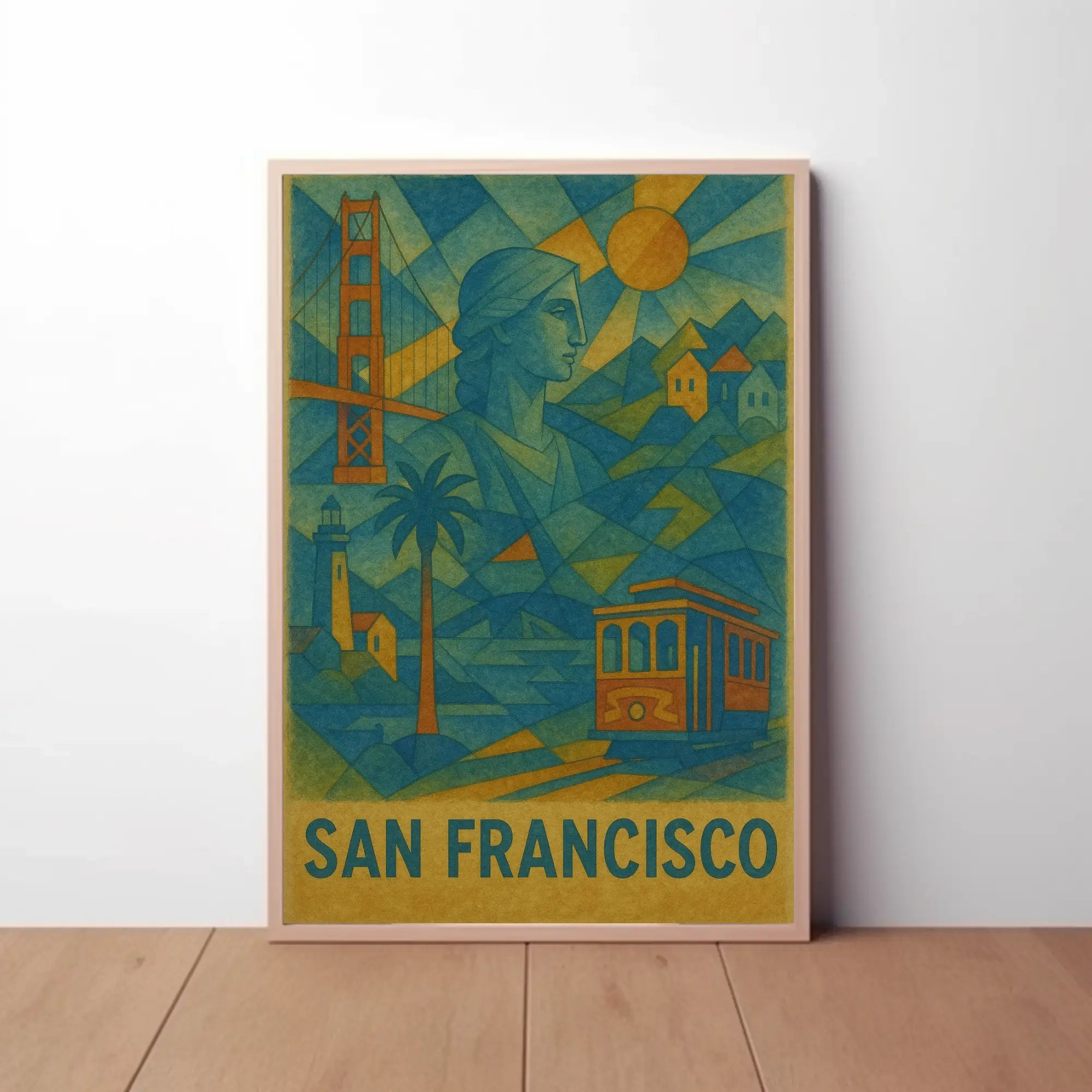 San Francisco Icons in Geometric Style Travel Poster PosterGoat