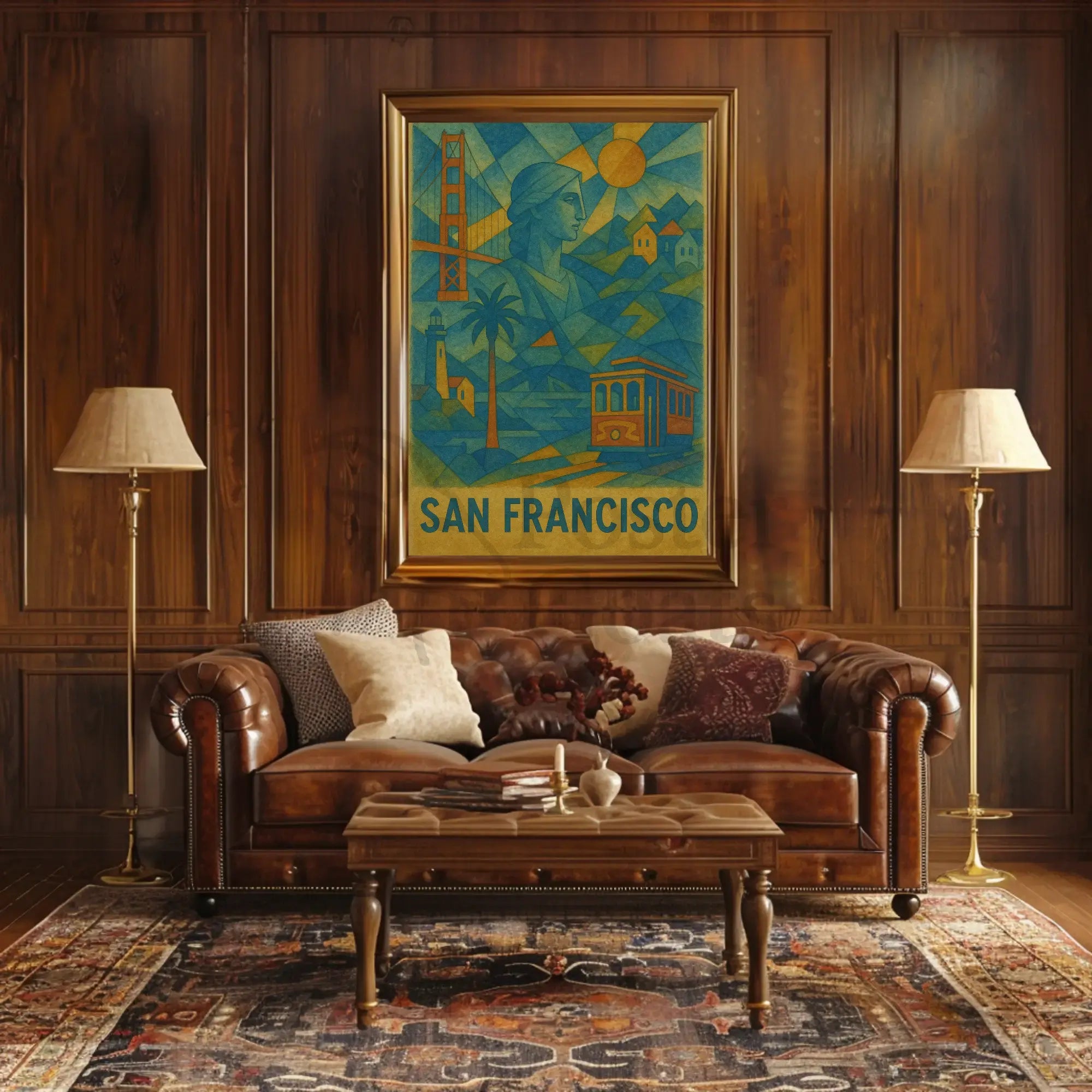 San Francisco Icons in Geometric Style Travel Poster PosterGoat