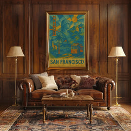 San Francisco Icons in Geometric Style Travel Poster PosterGoat