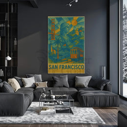 San Francisco Icons in Geometric Style Travel Poster PosterGoat