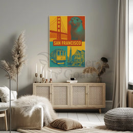 San Francisco Icons in Retro Travel Poster PosterGoat
