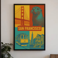 San Francisco Icons in Retro Travel Poster PosterGoat
