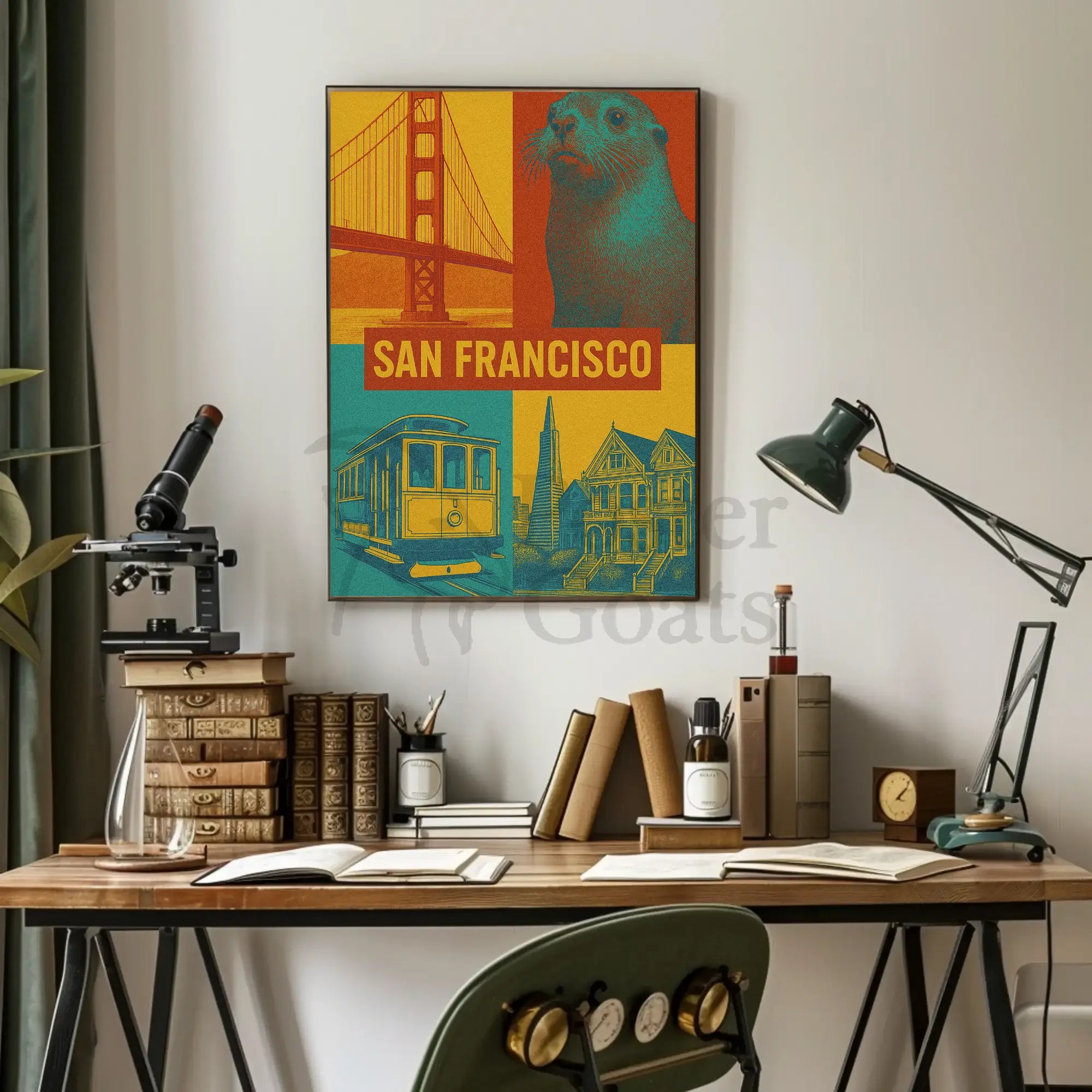 San Francisco Icons in Retro Travel Poster PosterGoat