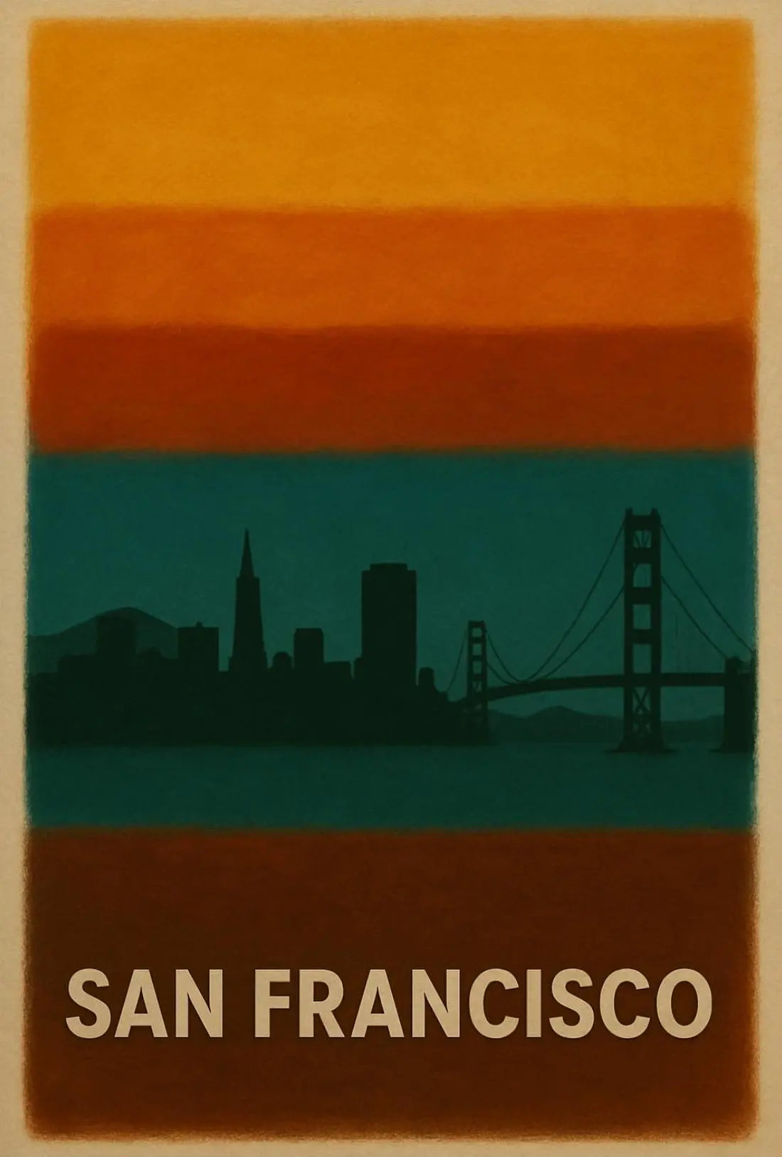 San Francisco Skyline Silhouette Travel Poster PosterGoat