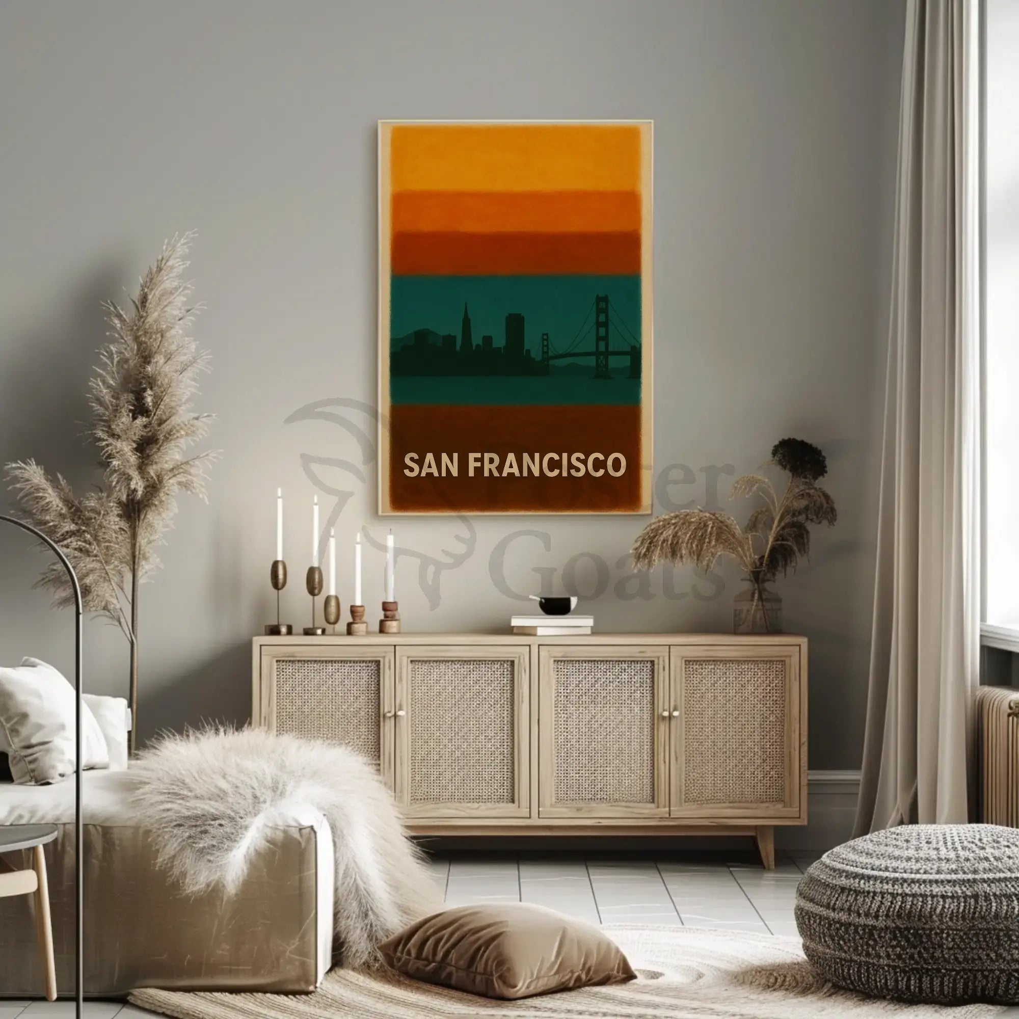 San Francisco Skyline Silhouette Travel Poster PosterGoat