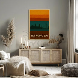 San Francisco Skyline Silhouette Travel Poster PosterGoat