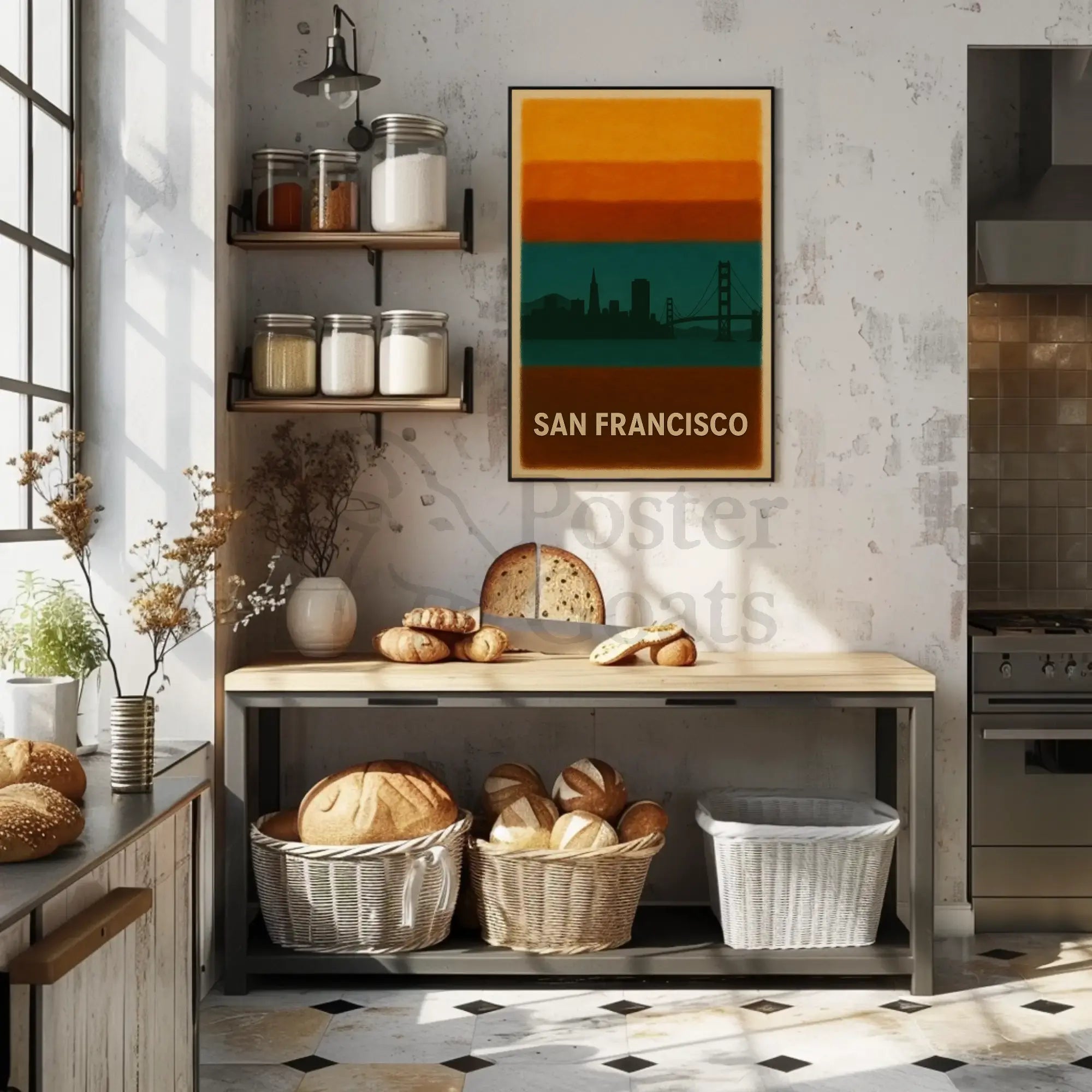 San Francisco Skyline Silhouette Travel Poster PosterGoat