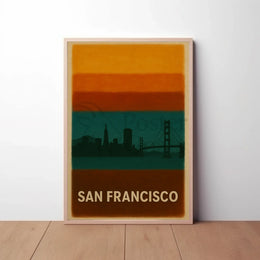 San Francisco Skyline Silhouette Travel Poster PosterGoat